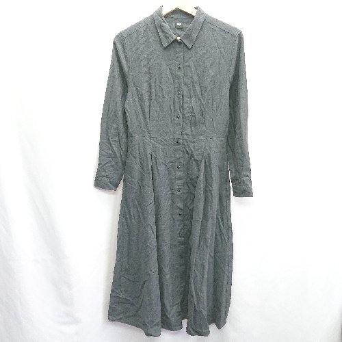 ◇ UNIQLO ユニクロ 長袖 ロング丈 ワンピース サイズS ダークグレー レディース E 【中古】