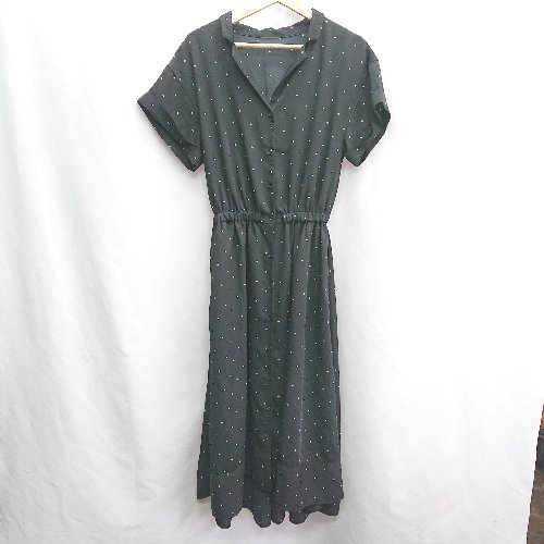 ◇ apart by lowrys アパートバイローリーズ ドット柄 半袖 ロング ワンピース サイズF ブラック系 レディース E 【中古】