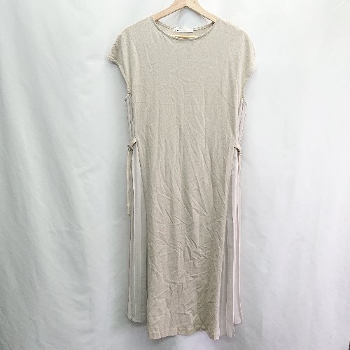 ◇ ikka 半袖 ロング丈 ワンピース サイズM ベージュ レディース E 【中古】
