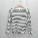 ◇ URBAN RESEARCH DOORS ボーダー柄 コットン100% 長袖 ロンT サイズOne ホワイト ブラック レディース E 【中古】