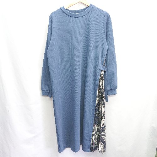 ◇ grove グローブ 長袖 ロング丈 ワンピース サイズF ブルー系 レディース E 【中古】