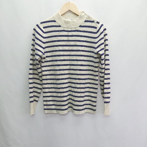 ◇ ADAM ET ROPE' アダムエロペ ウール カシミヤ ボーダー 長袖 ニット サイズF アイボリー系 レディー..