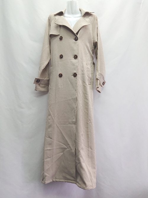 ■ AUNTMARIES 長袖 ステンカラーコート サイズF ベージュ レディース E 【中古】