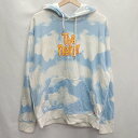 ◇ NERDY ノルディ フード カジュアル 空 雲 プリント 長袖 パーカー サイズM ブルー系 レディース E 【中古】