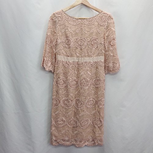 ◇ YLANG YLANG 花柄 七分袖 膝下丈 ワンピース サイズS ピンク レディース E 【中古】