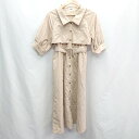 ◇ olive des olive ウエストベルト付き 七分袖 ロング丈 ワンピース サイズF ベージュ レディース E 【中古】