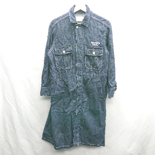 ■ GU ロゴ刺繡 コラボ商品 長袖 膝上丈 ワンピース サイズXS インディゴブルー レディース E 【中古】