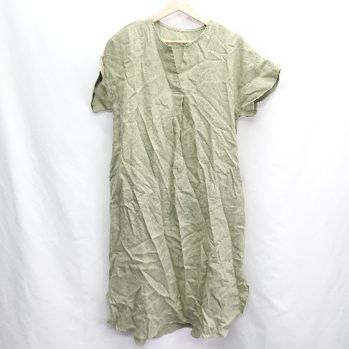◇ 千趣会 半袖 ロング丈 ワンピース サイズS カーキ レディース E 【中古】