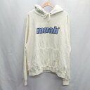 ◇ muahmuah ムーアムーア フード ロゴ 刺繍 カジュアル 長袖 パーカー サイズF ホワイト系 レディース E 【中古】