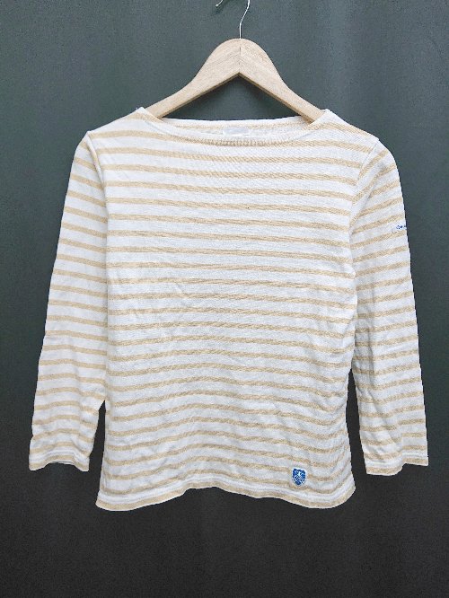 ◇ ORCIVAL ボーダー 長袖 バスクシャツ Tシャツ カットソー サイズ ホワイト ベージュ レディース メンズ P 【中古】