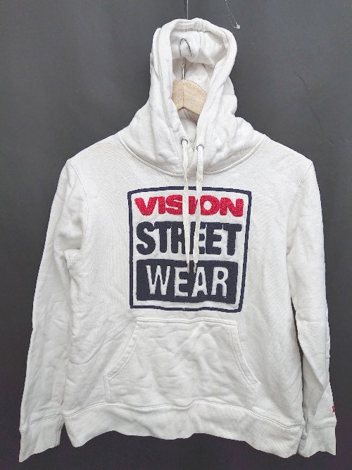 ◇ VISION STREET WEAR ヴィジョンストリートウェア 長袖 パーカー サイズS ホワイト メンズ P 【中古】