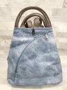 ◇ Vittorio Godi ヴィットリオ・ゴーディ ロゴ 型押し ハンド バッグ リュック ライトブルー系 レディース P 【中古】