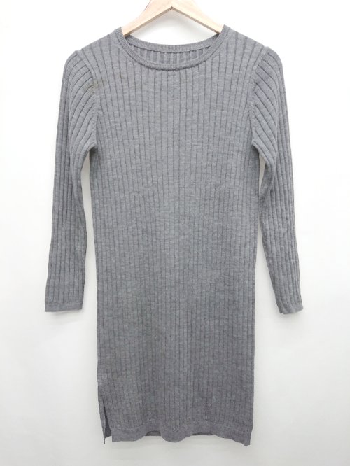 ◇ NOLLEY'S ノーリーズ リブニット シンプル 無地 長袖 ミニ丈 ワンピース サイズ36 グレー レディース..