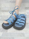 ◇ CONTROL FREAK コントロールフリーク グルカ風 フラット サンダル 24.0cm相当 ブルー系 ブラック レディース P 【中古】