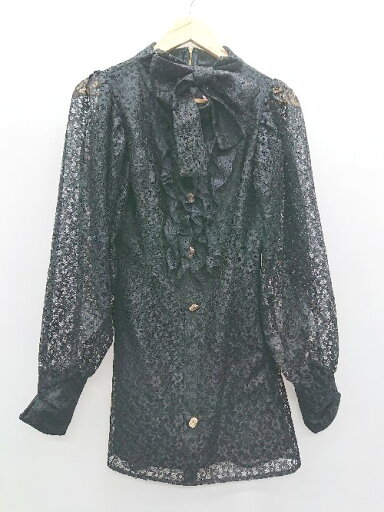 ◇ Swankiss スワンキス 総レース 装飾ビジュー 長袖 ミニ ワンピース サイズF ブラック レディース P 【中古】 ◇ Swankiss スワンキス 総レース 装飾ビジュー 長袖 ミニ ワンピース サイズF ブラック レディース P 【中古】