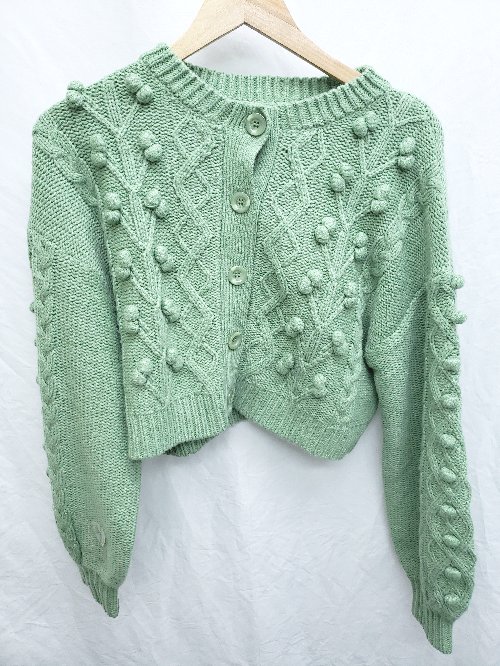 ◇ OLIVE des OLIVE オリーブ デ オリーブ 長袖 ケーブルニット カーディガン サイズF グリーン系 レディース P 【中古】