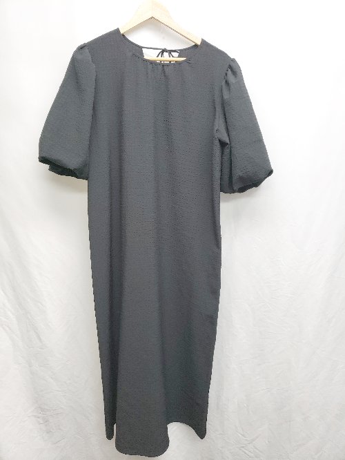 ◇ LOWRYS FARM ローリーズファーム パフスリーブ 五分袖 ロング ワンピース サイズF ブラック レディース P 【中古】