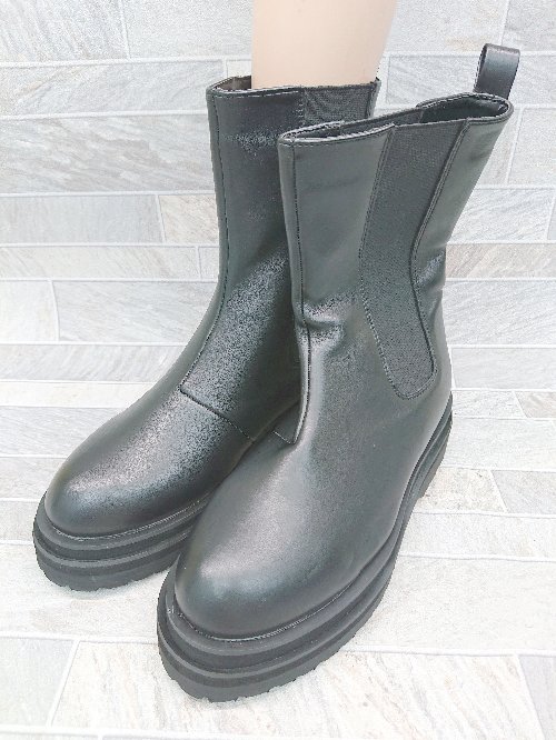 ■ menue メヌエ サイドゴア ブーツ サイズS ブラック レディース P 【中古】