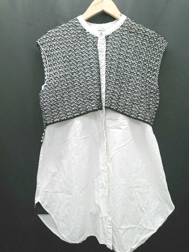 ◇ JEANASIS ジーナシス ニット レイヤード ノースリーブ ミニ丈 ワンピース サイズF ホワイト ブラック レディース P 【中古】 ◇ JEANASIS ジーナシス ニット レイヤード ノースリーブ ミニ丈 ワンピース サイズF ホワイト ブラック レディース P 【中古】