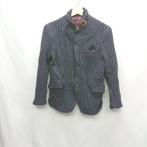 ■ Mens Bigi ストライプ柄 長袖 ジャケット サイズ2 ネイビー ホワイト メンズ E 【中古】 ■ Mens Bigi ストライプ柄 長袖 ジャケット サイズ2 ネイビー ホワイト メンズ E 【中古】