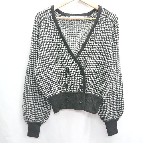 ◇ MOUSSY マウジー 総柄 長袖 カーディガン サイズF ブラック系 レディース E 【中古】
