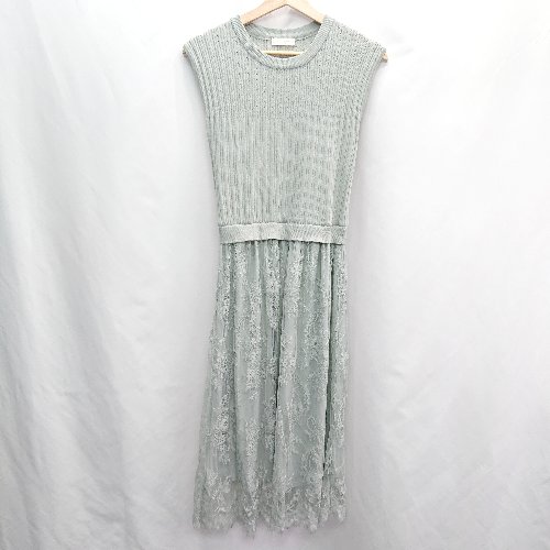 ◇ ASTORIAODIER ニット レース ロング丈 ワンピース サイズM ライトグリーン レディース E 【中古】