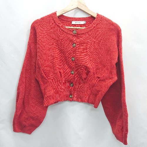 ◇ MOUSSY マウジー 長袖 カーディガン サイズF レッド系 レディース E 【中古】