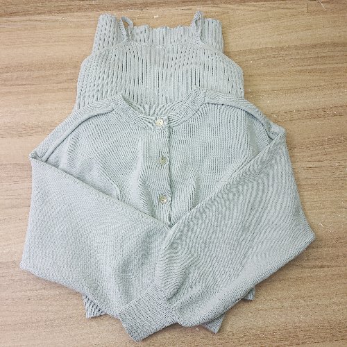 ■ one after another NICE CLAP ニットキャミソールワンピース ニットカーディガン サイズF ライトブル..