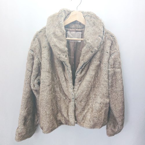 ■ one after another NICE CLAUP 長袖 ファージャケット サイズF ブラウン レディース E 【中古】