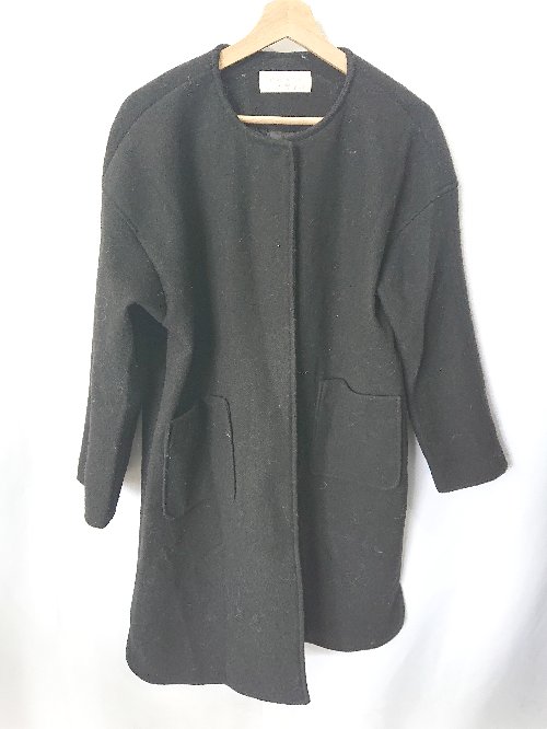 ◇ chocol raffine robe ショコラ フィネ ローブ ロング丈 長袖 ノーカラー コート サイズF ブラック レディース E 【中古】