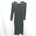◇ Loungedress ラウンジドレス 長袖 ミモレ丈 ワンピース サイズF ブラック レディース E 【中古】