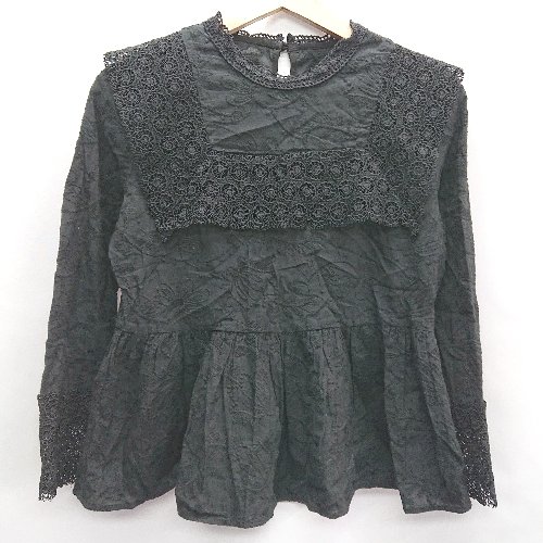 SELECT MOCA セレクトモカ レース 花柄 長袖 チュニック サイズM ブラック レディース 【中古】