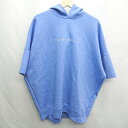 ◇ NUMERALS ブランドロゴプリント 長袖 パーカー サイズL ブルー ホワイト レディース E 【中古】(4)
