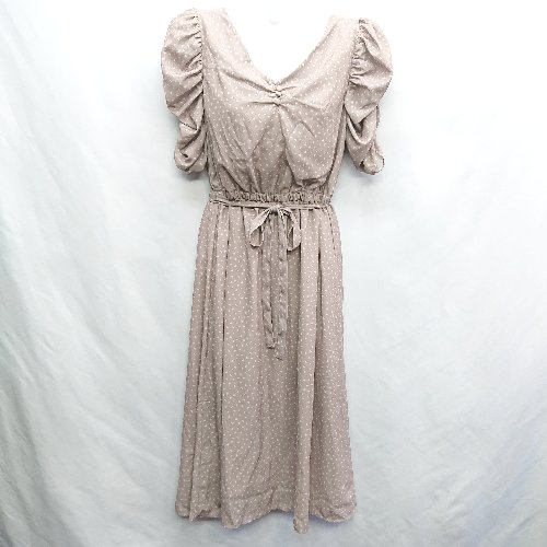 ◇ ◎ le reve vaniller ル レーヴ ヴァニレ 総柄 ガーリー 七分袖 ロング丈 ワンピース サイズM ブラウン系 レディース E 【中古】