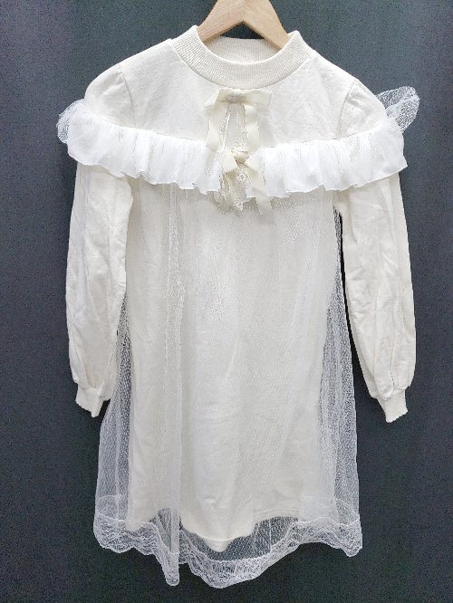 ◇ ◎ mille fille closet by LODISPOTTO ミルフィーユ 長袖 ミニ丈 ワンピース サイズM アイボリー ホワイト レディース P 【中古】