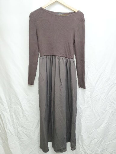 ◇ green label relaxing UNITED ARROWS リブニット 切替 長袖 ロング ワンピース サイズF ブラウン レディース P 【中古】 ◇ green label relaxing UNITED ARROWS リブニット 切替 長袖 ロング ワンピース サイズF ブラウン レディース P 【中古】