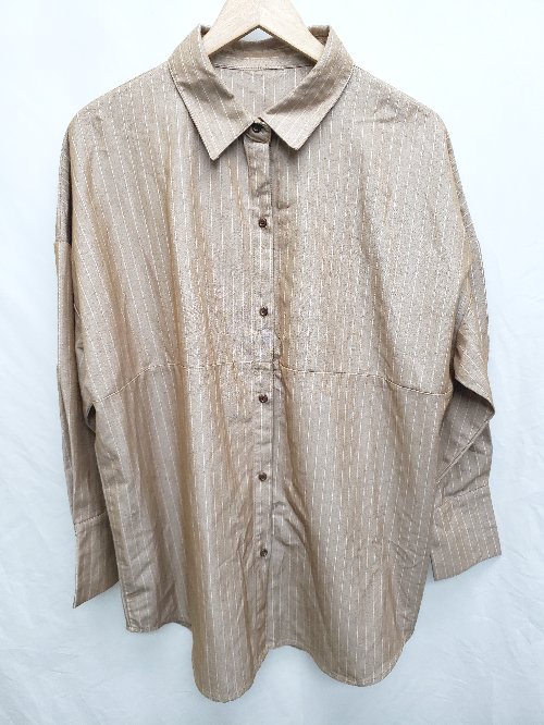 ◇ select MOCA セレクト モカ ピンストライプ オーバーサイズ 長袖 シャツ ブラウス サイズM ブラウン レディース P 【中古】