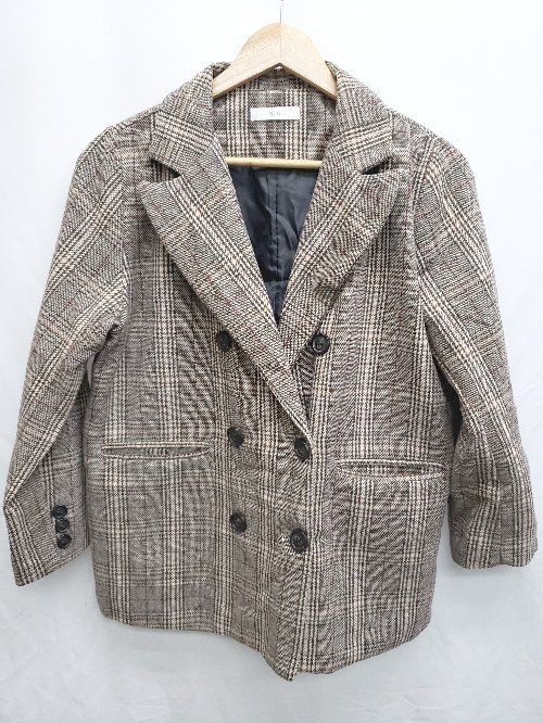 ◇ fifth フィフス チェック オーバーサイズ 長袖 ジャケット ブラウン レディース P 【中古】