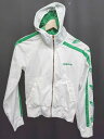 ◇ adidas アディダス ワンポイント サイドライン 長袖 ジップアップ パーカー サイズ36 ホワイト グリーン レディース P 【中古】