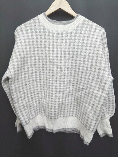 ◇ GRL グレイル 千鳥格子 長袖 ニット セーター サイズF グレー ホワイト レディース P 【中古】 ◇ GRL グレイル 千鳥格子 長袖 ニット セーター サイズF グレー ホワイト レディース P 【中古】