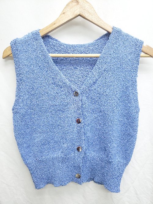 ◇ ◎ ●未使用● And Search タグ付き Vネック ベスト サイズM ブルー レディース メンズ P 【中古】