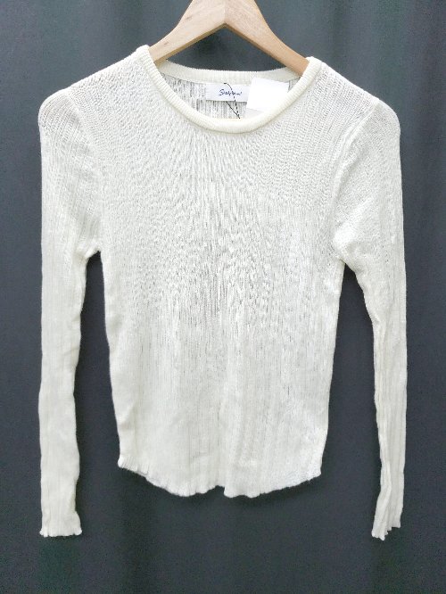 ◇ ◎ ●未使用● Shelly island タグ付き リブニット 長袖 ニット セーター サイズF ホワイト レディース メンズ P 【中古】