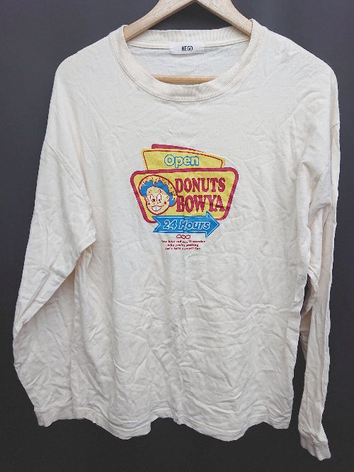 ◇ WEGO ウィゴー プリント 長袖 Tシャツ カットソー サイズL ベージュ メンズ P 【中古】