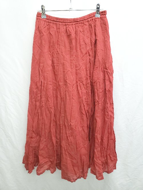 ◇ IENA イエナ シンプル 無地 ロング ギャザー スカート レッド レディース P 【中古】
