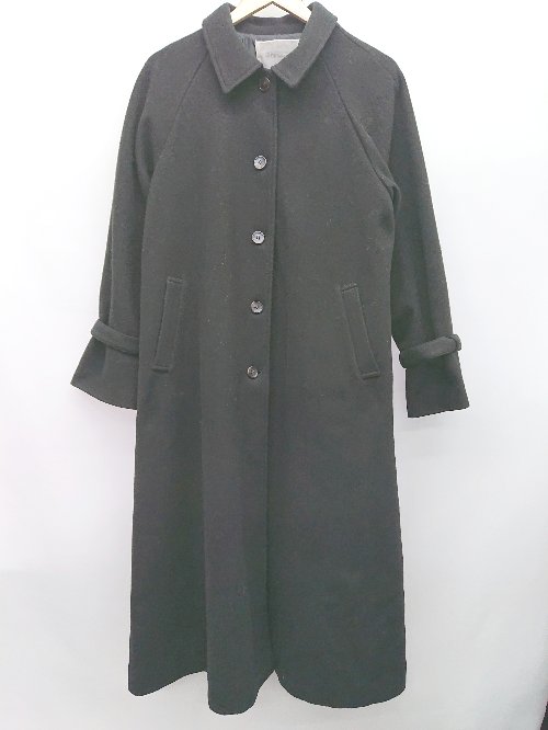 ■ NICE CLAUP ナイスクラップ シンプル 通勤 通学 長袖 チェスターコート サイズL ブラック レディース P 【中古】