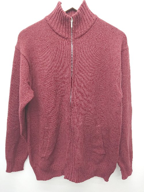 ◇ A day in the life UNITED ARROWS ジップアップ 長袖 ニット カーディガン サイズL ボルドー系 レディース P 【中古】