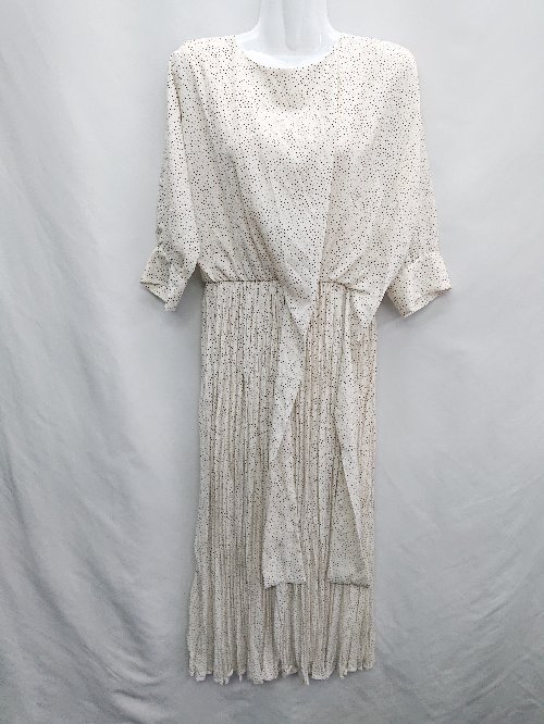 ◇ ◎ nano・universe ナノユニバース ドット柄 七分袖 ロング丈 ワンピース サイズF アイボリー レディース E 【中古】