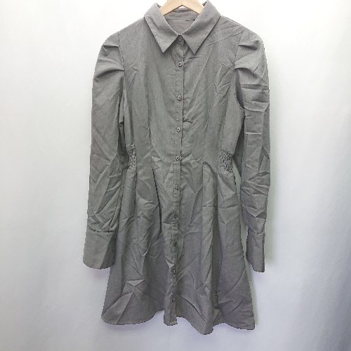 ◇ clear 長袖 ミニ丈 ワンピース サイズF グレー レディース E 【中古】