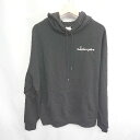 ■ MARK GONZALES ロゴプリント バッグフォトプリント 長袖 パーカー サイズL ブラック ホワイト レディース メンズ E 【中古】
