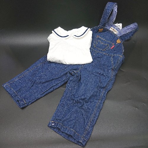 ◇ HOT BISCUITS MIKIHOUSE オーバーオール サイズ80 ブルー ホワイト 女の子 E 【中古】 ◇ HOT BISCUITS MIKIHOUSE オーバーオール サイズ80 ブルー ホワイト 女の子 E 【中古】